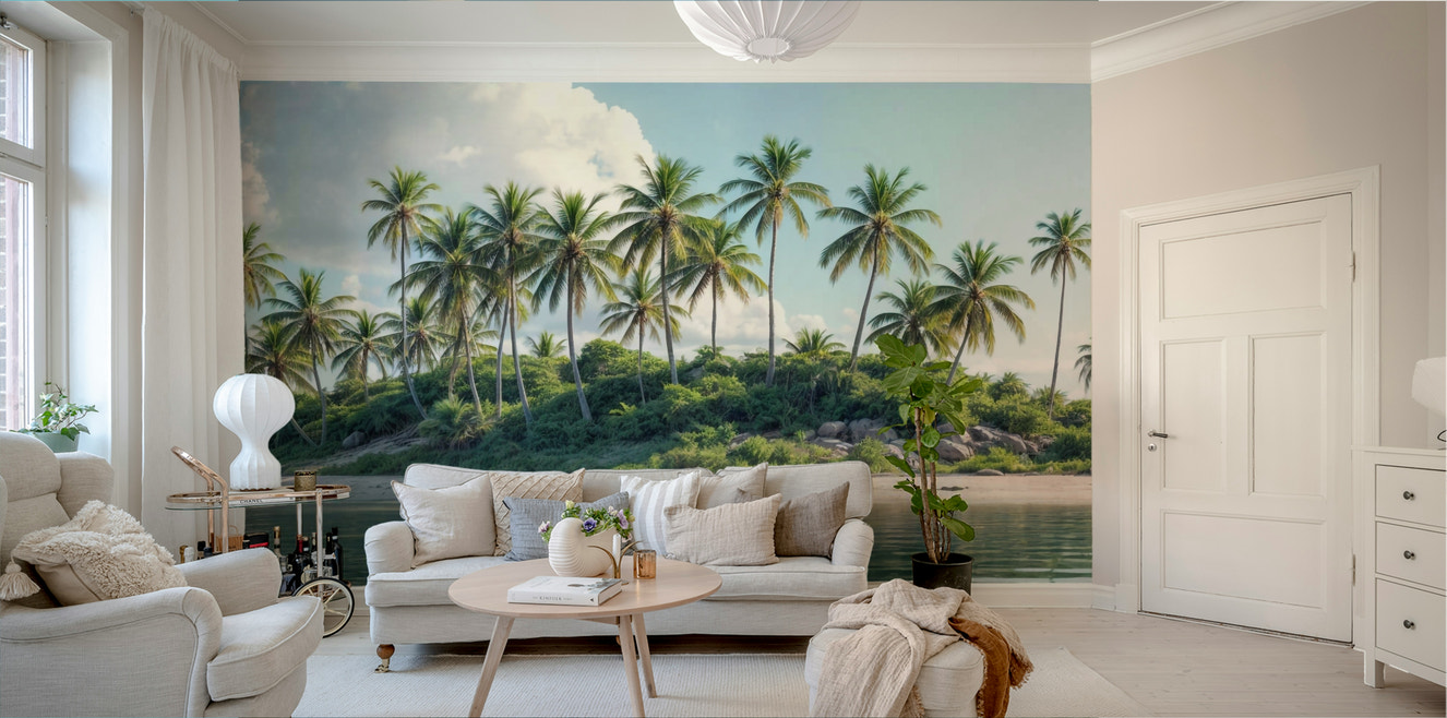 Palm Paradise Wall Mural in a classic London flat dining area.
