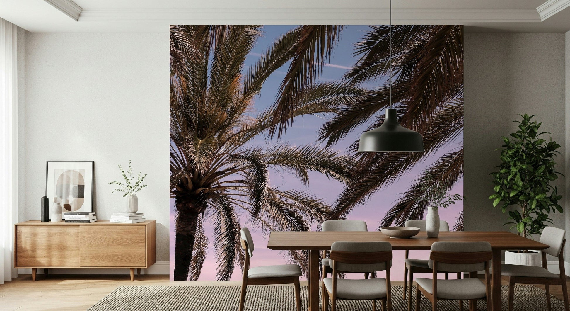 Serene palm wallpaper capturing the calm beauty of sky and tropical foliage.