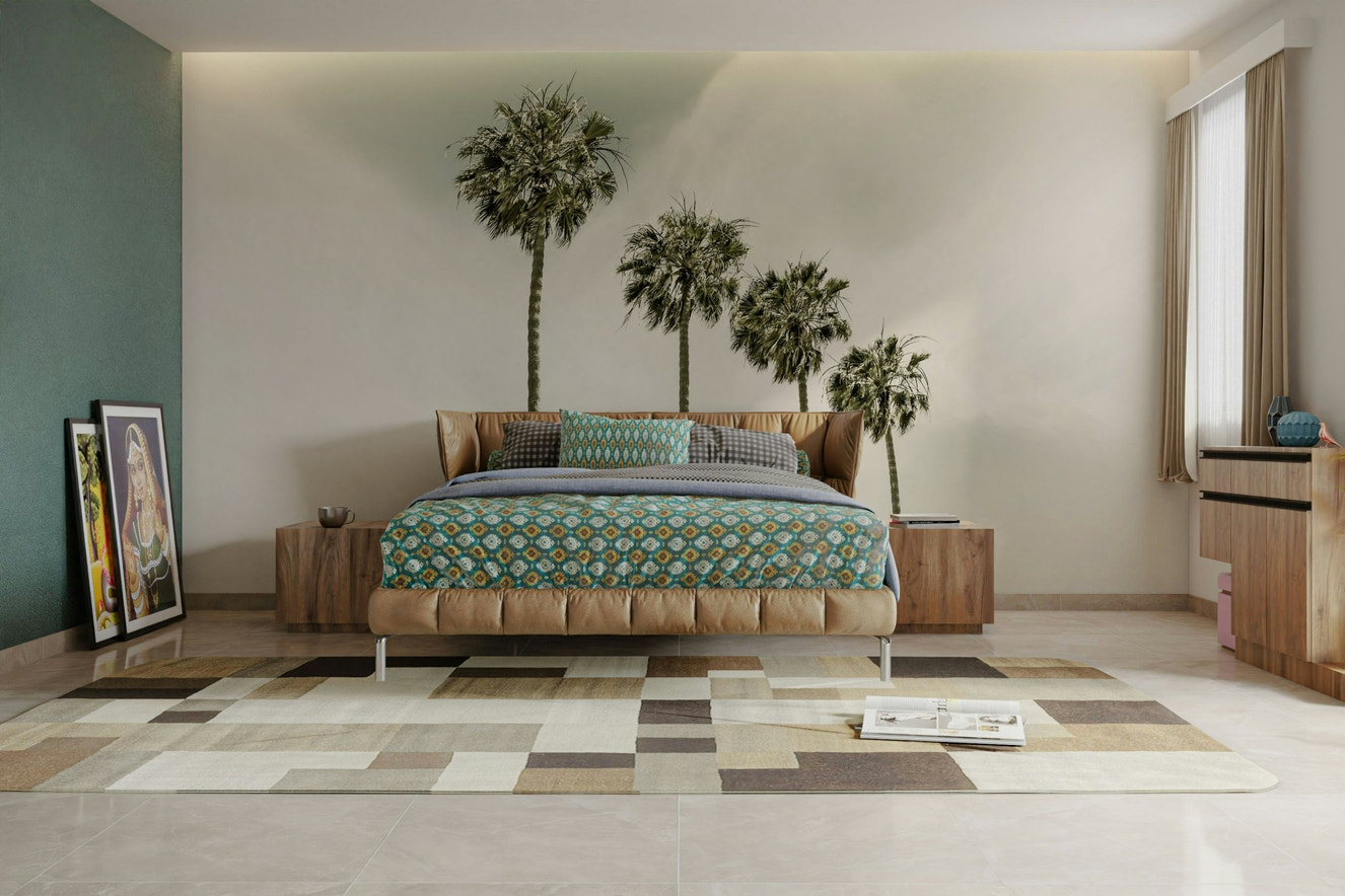 Palm Trees at the Beach Vintage Wall Mural with sunset hues

