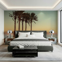 Silhouette of palms, stunning Palm Trees on Beach mural wallpaper.