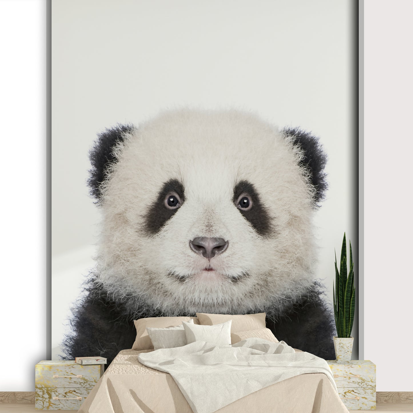Bright and playful panda mural for home décor

