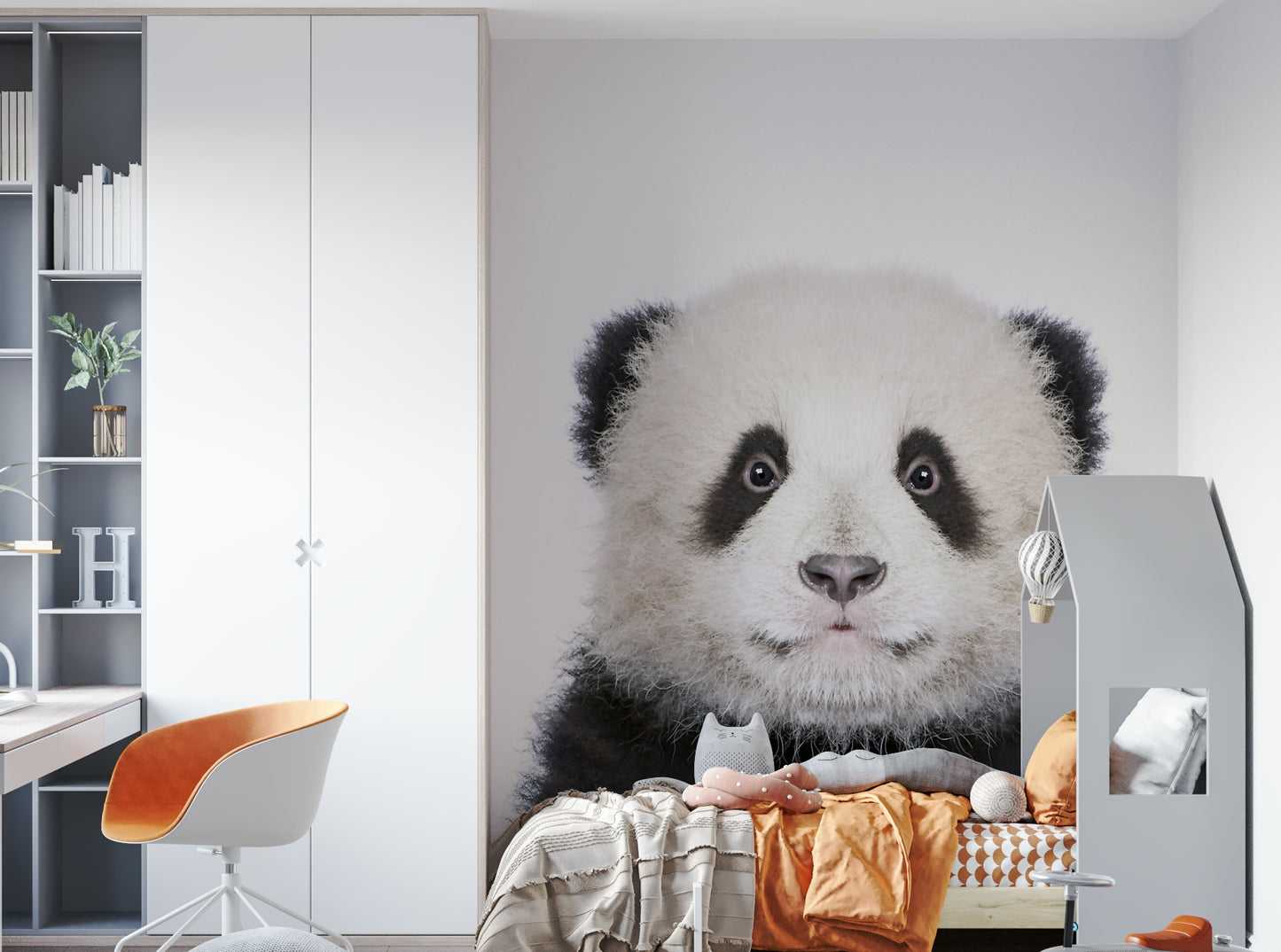Cute panda design on a large wall mural


