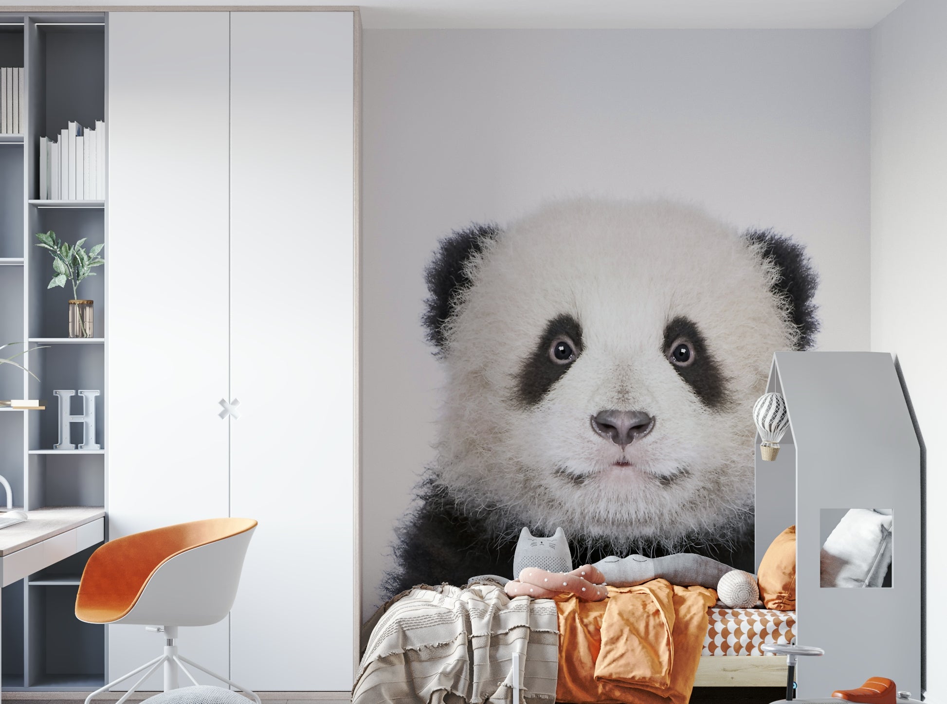 Cute panda design on a large wall mural

