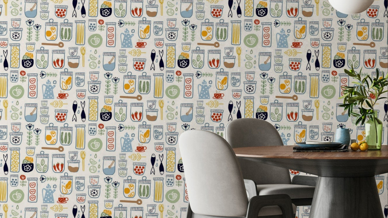 Cute food jar illustration wallpaper

