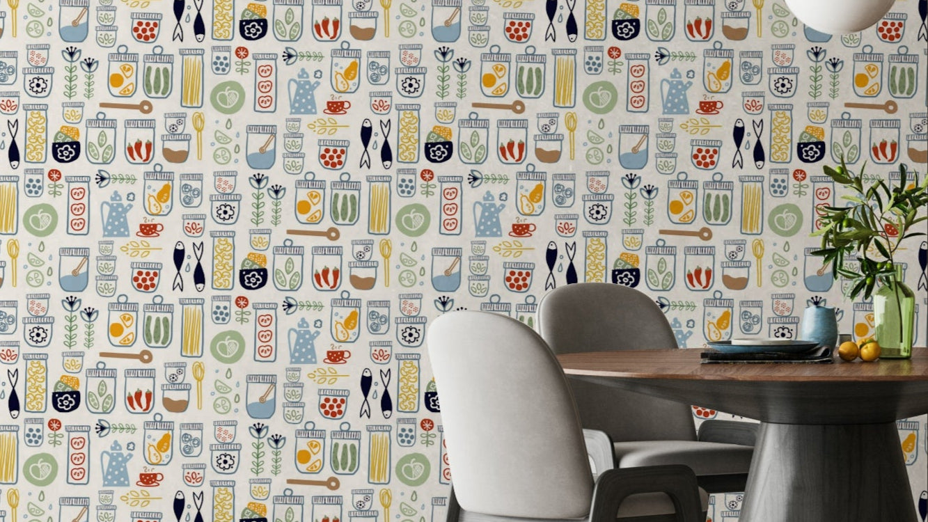 Cute food jar illustration wallpaper

