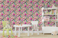 Decorative wallpaper featuring layered paper flowers

