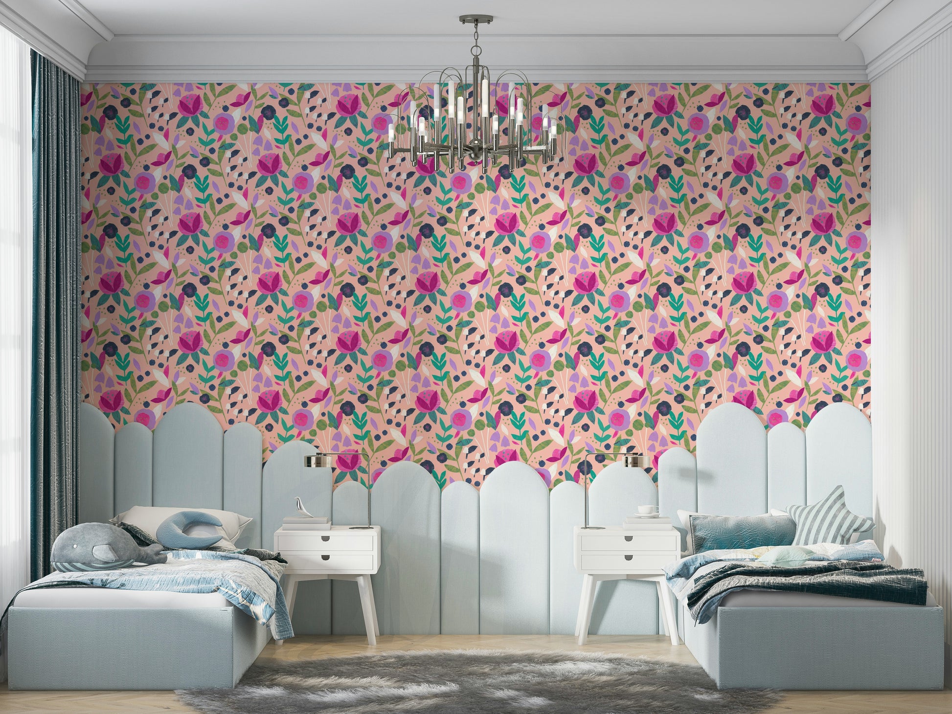 Paper-style floral wallpaper for modern rooms

