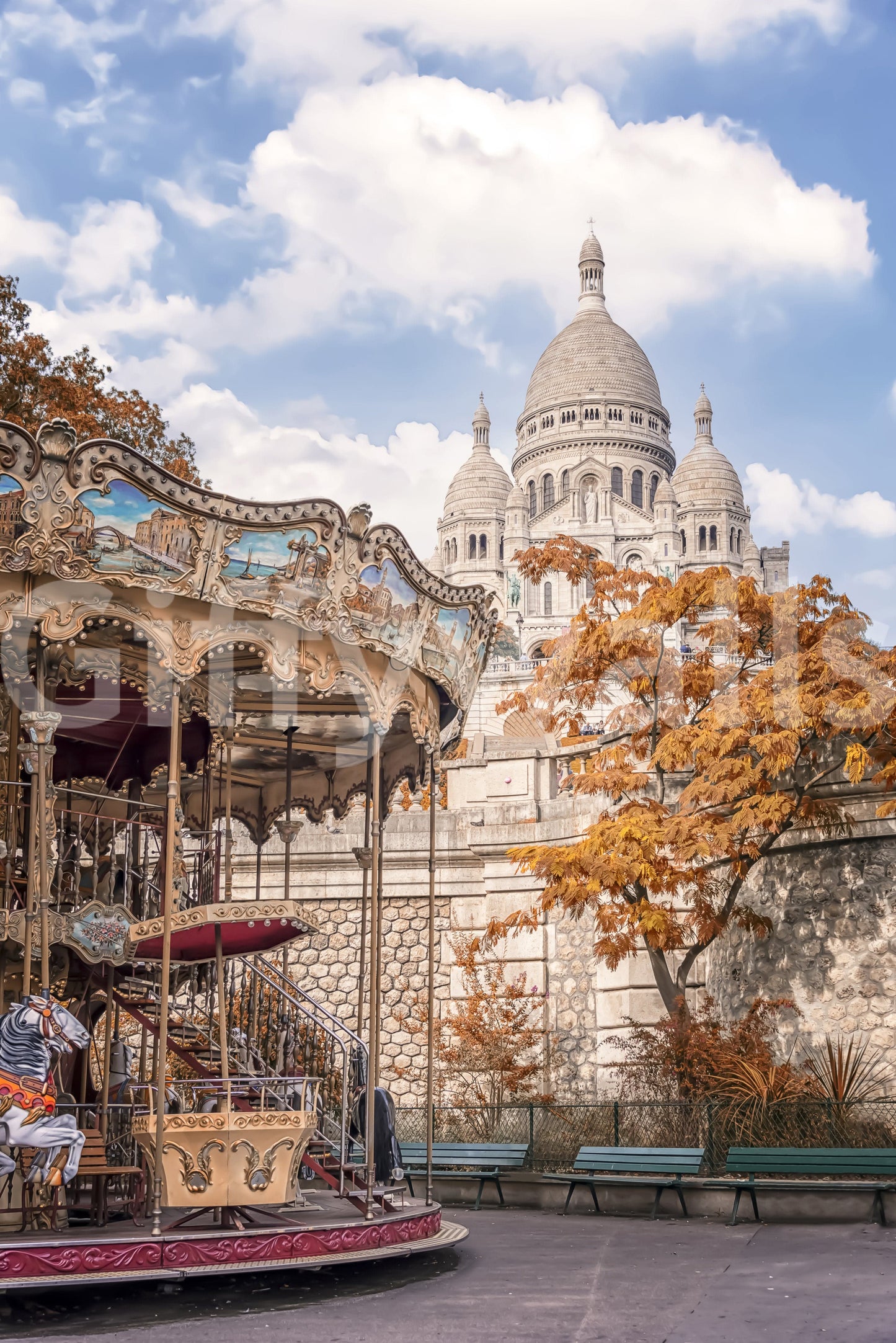 Sacre-Coeur Carousel Wall Mural