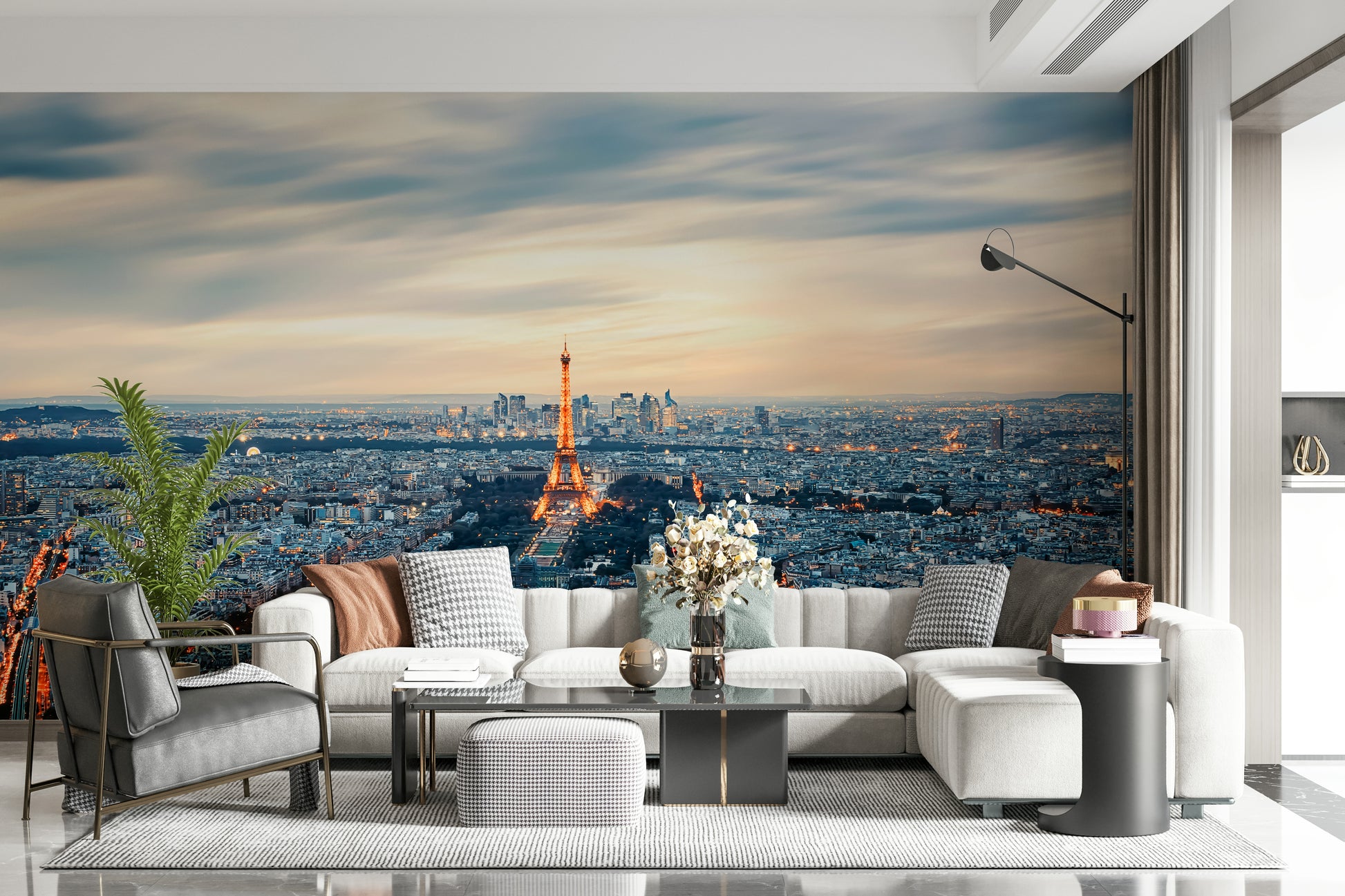 City of Lights Wall Mural in a home office.