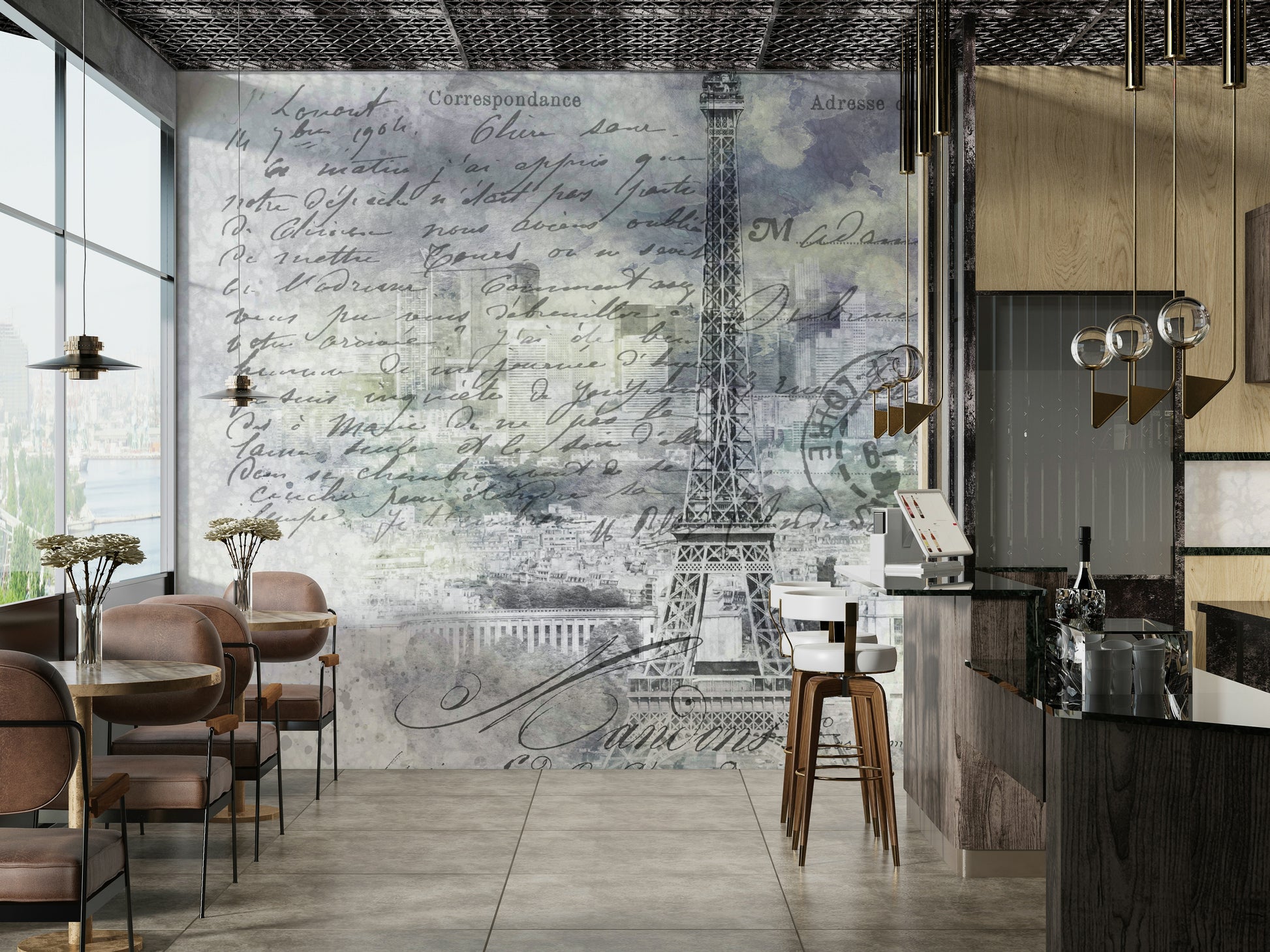 Paris Collage Wall Mural from Montparnasse Tower

