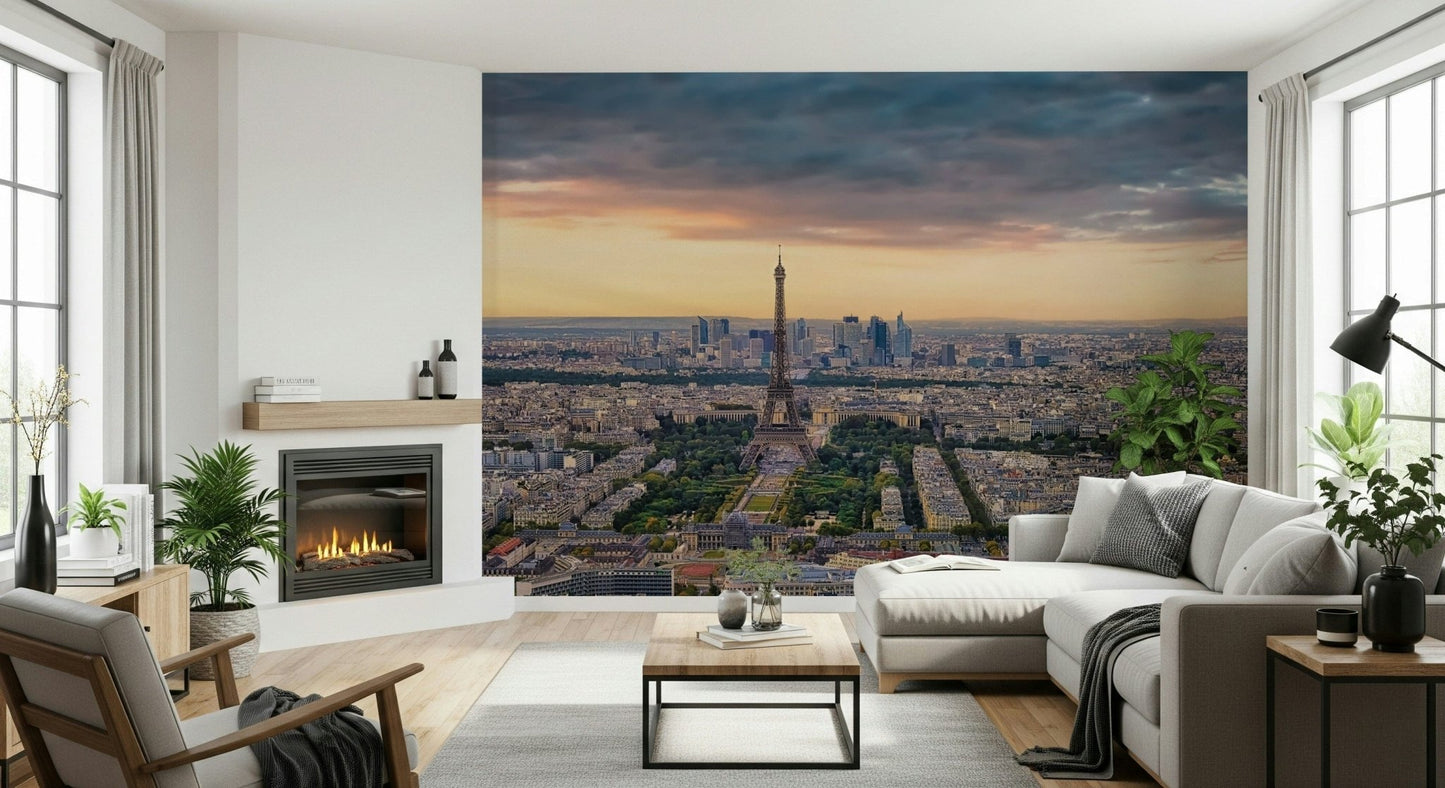 Gorgeous Paris Panorama Sunset scenery urban landscape decorative print.