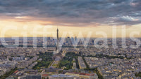 Paris Panorama Sunset premium quality cityscape wallpaper product.