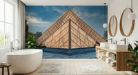 Louvre Museum Wall Mural – Paris-inspired wall design highlighting the geometric beauty of the Louvre Pyramid.