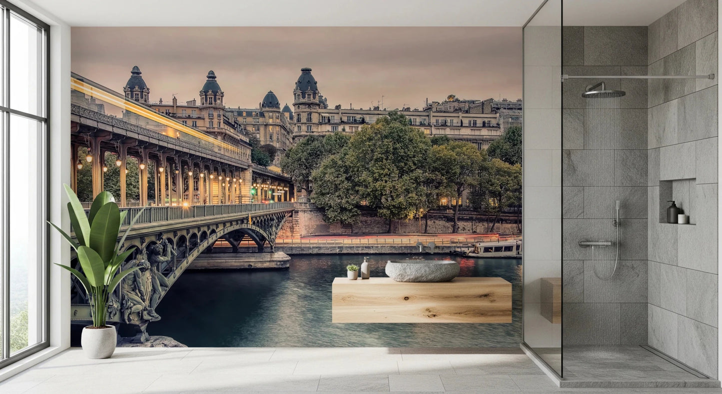Parisian Bridge Lights Wall Mural