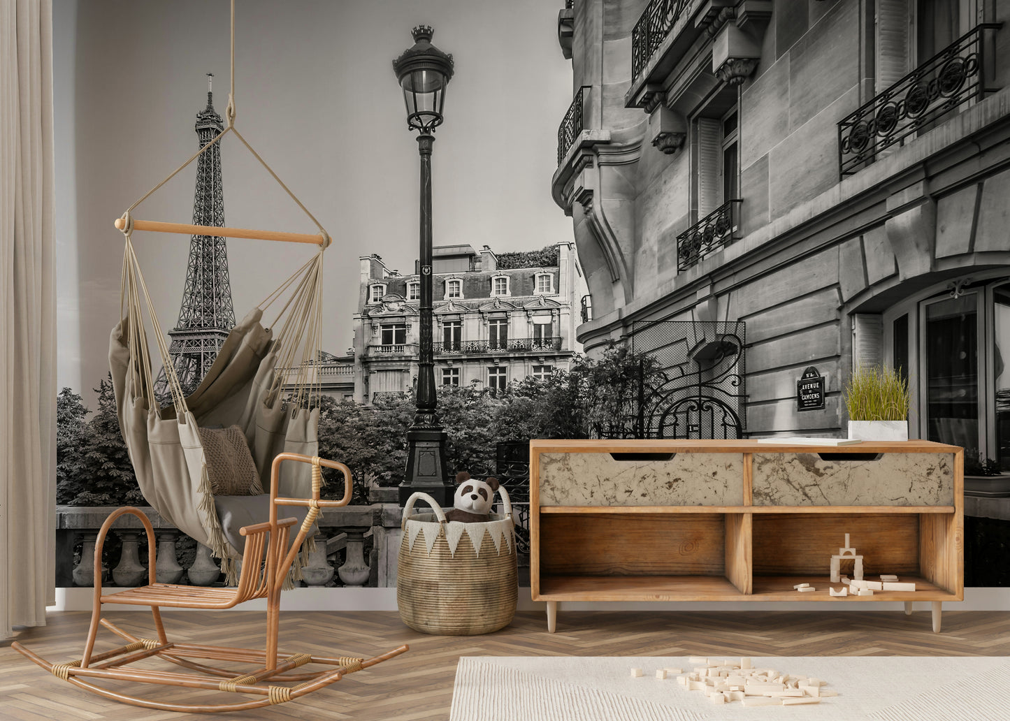Parisian Charm - monochrome Wall Mural creating a classic feature wall.