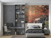 Decorative wall covering, ironwork sign, fall colors, Parisian Metro Charm.