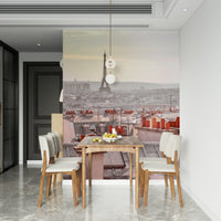 Grey architectural shingles Parisian Rooftops wallpaper for walls decor.