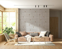 Cute illustrated bugs celebrating on a geometric grid layout.