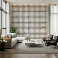 Lively party bugs decorating a structured grid backdrop.
