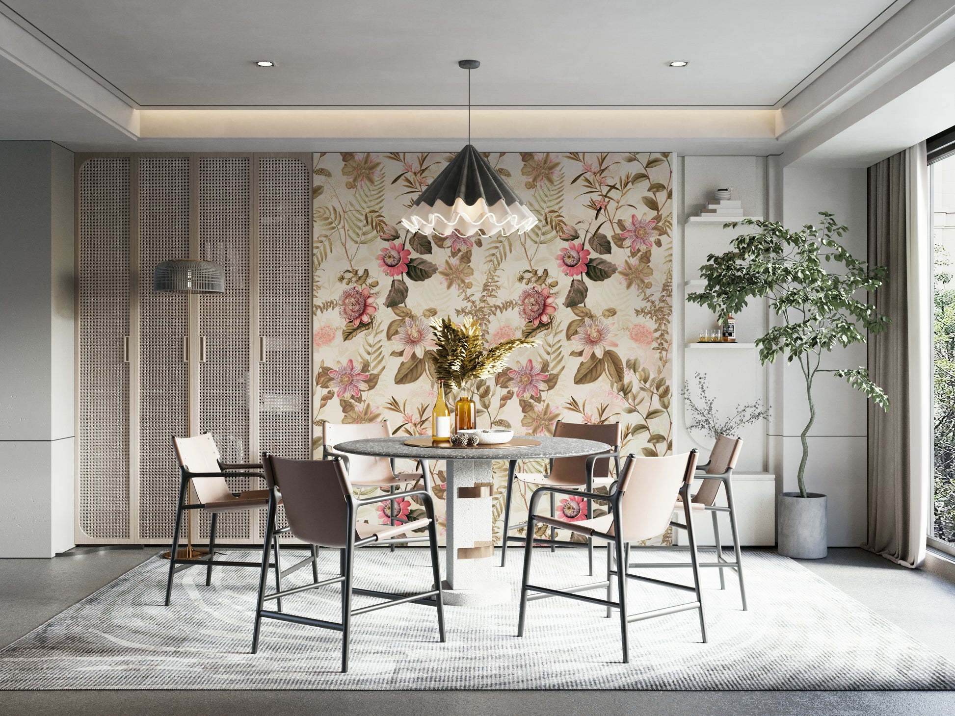 Passionflower Paradise 1 Wallpaper with vibrant blooms.


