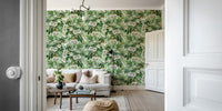 Rich, colorful floral mural with vibrant passionflowers and leaves.

