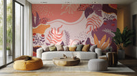 Abstract Large Green Leaves Wallpaper Mural - Giffywalls