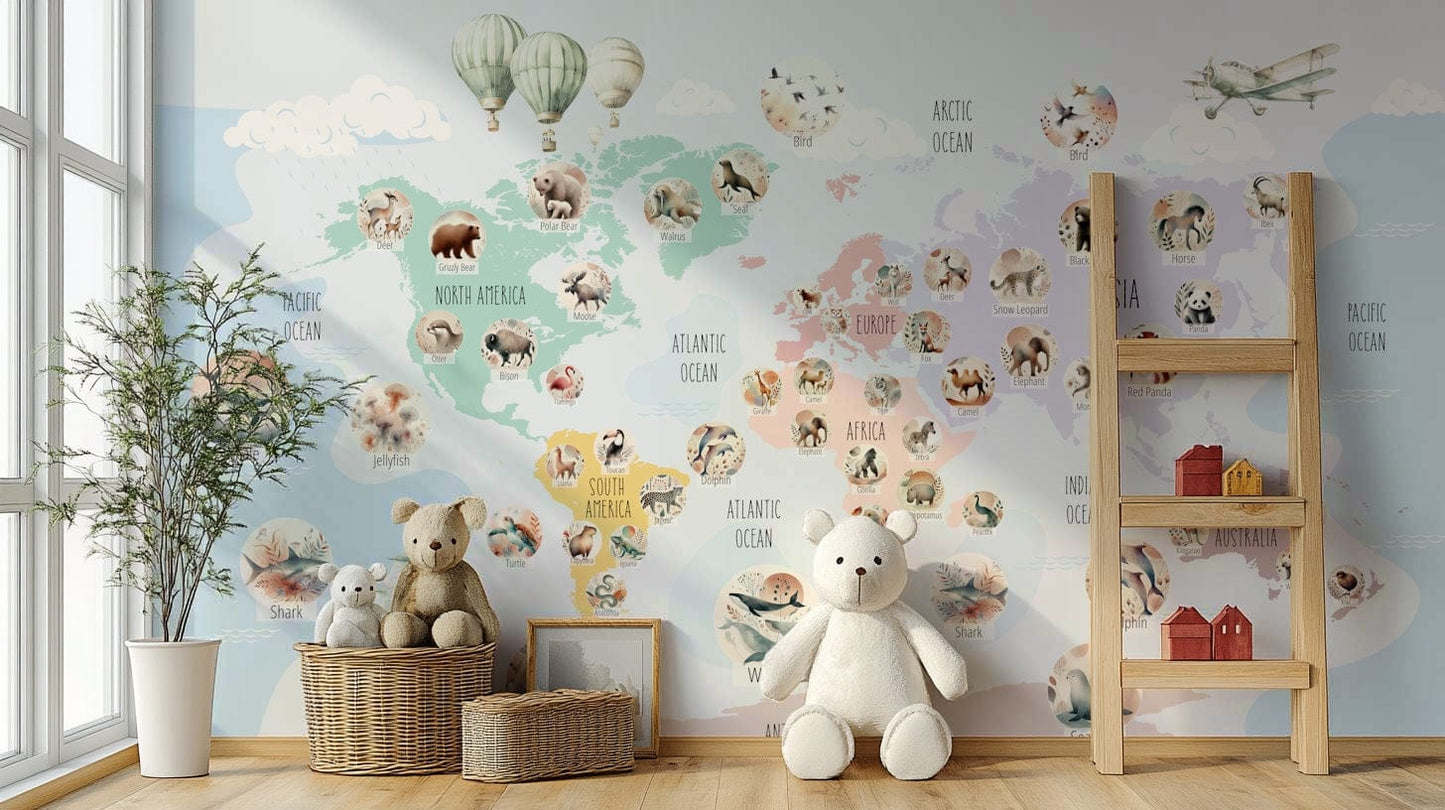 Pastel Wildlife soft wall mural