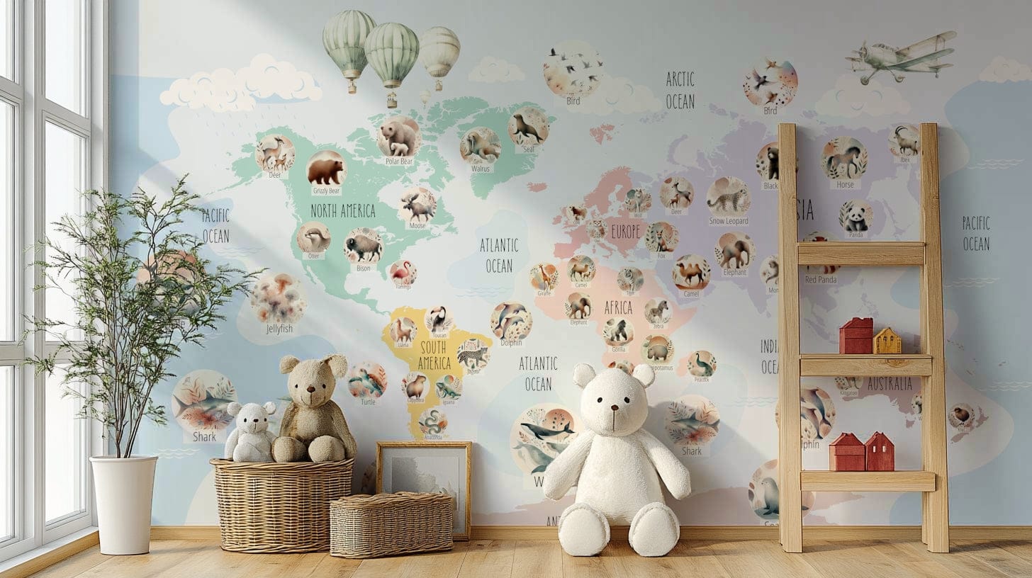 Pastel Wildlife soft wall mural
