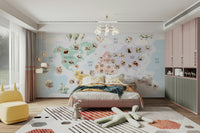 Pastel Wildlife world map decor