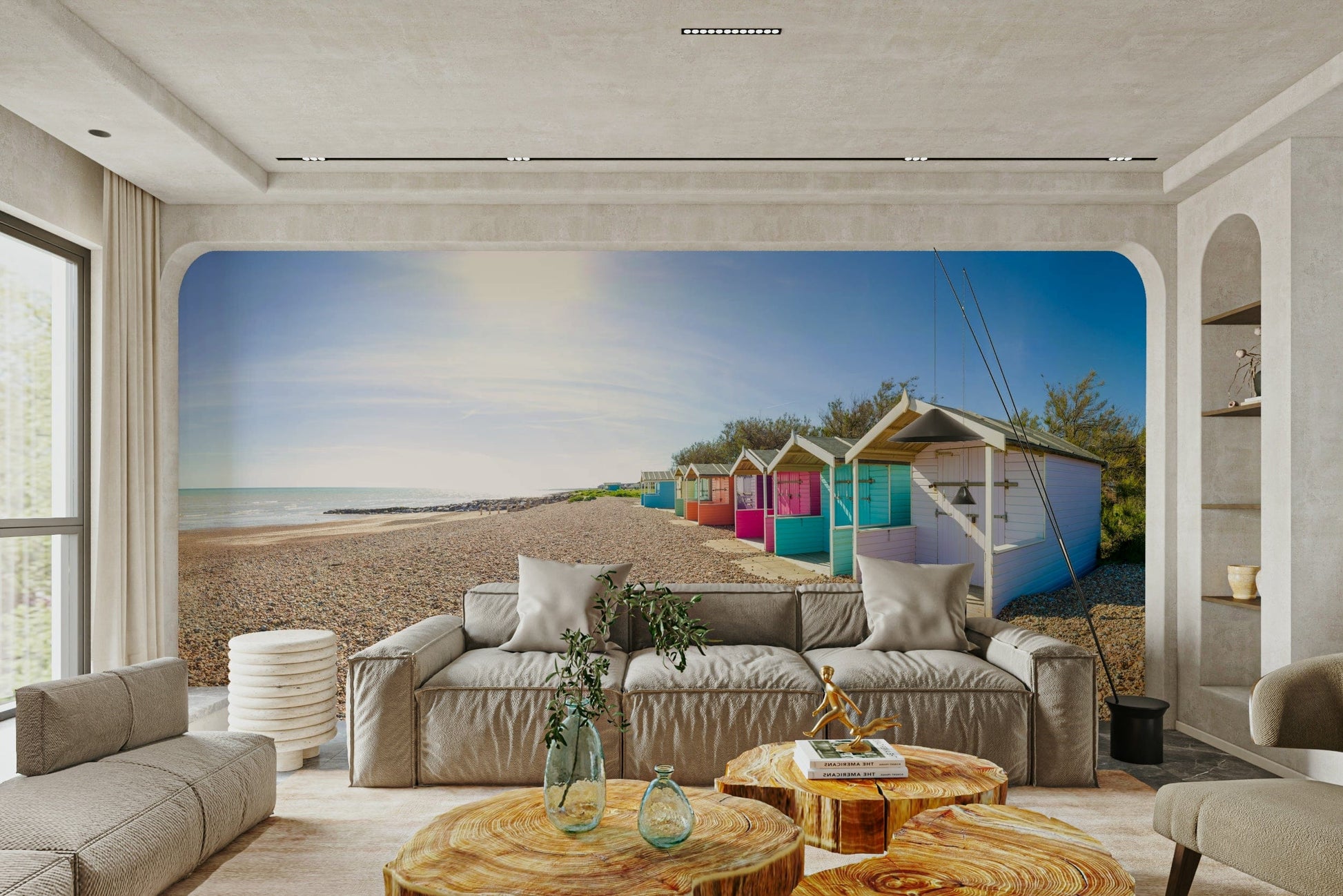An artistic nature escape mural for home decor.

