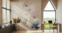 Soft floral wall mural inspired by spring blooms and pastel tones for an elegant modern interior.