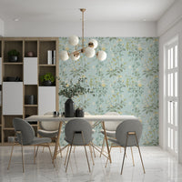 Pastel Garden Wall Mural – Whimsical botanical patterns in muted pastel tones creating a soft, natural ambiance.
