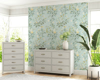 Pastel Floral Wall Mural – Gentle leaves and blooms in muted tones for calming and elegant wall décor.