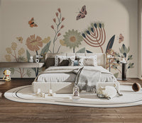 Delicate floral and butterfly pattern wall mural