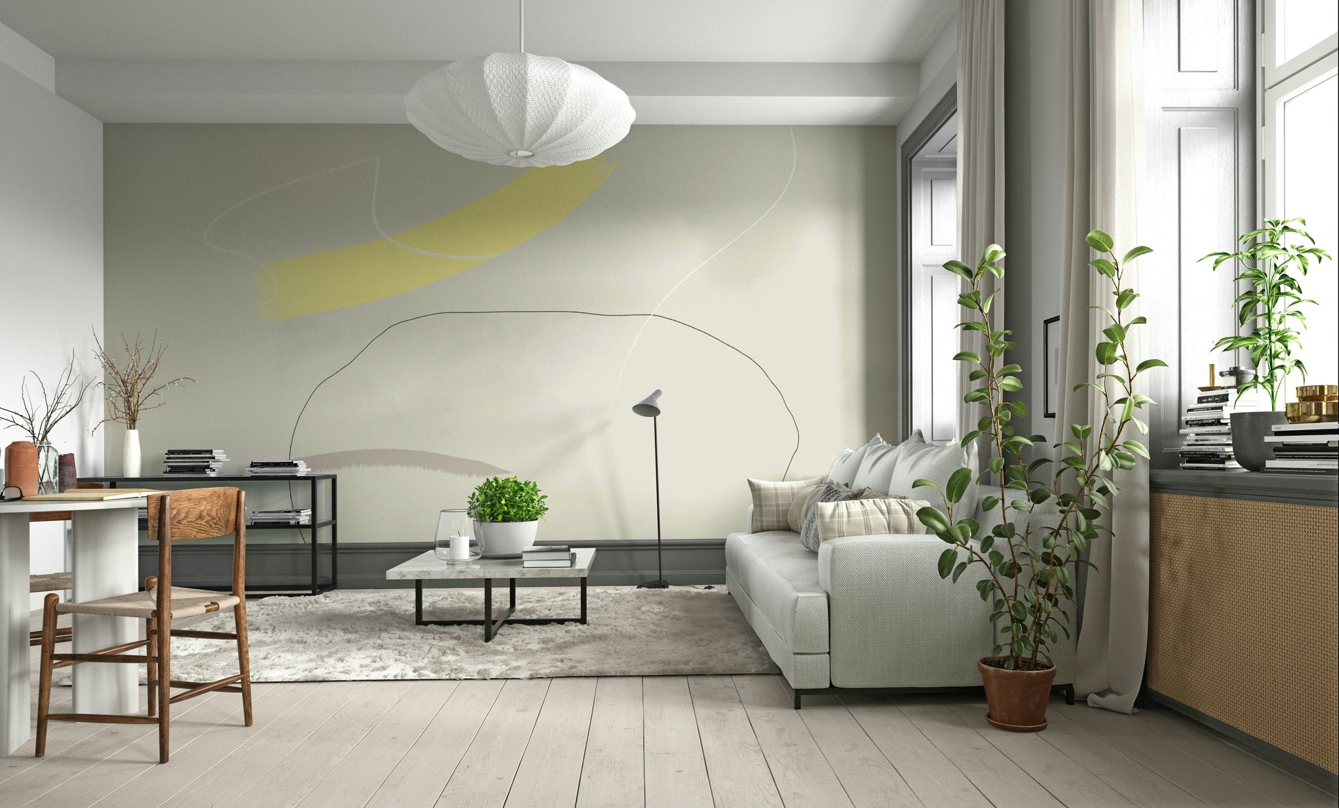 A beautiful pastel brushstroke wallpaper mural for a modern home.

