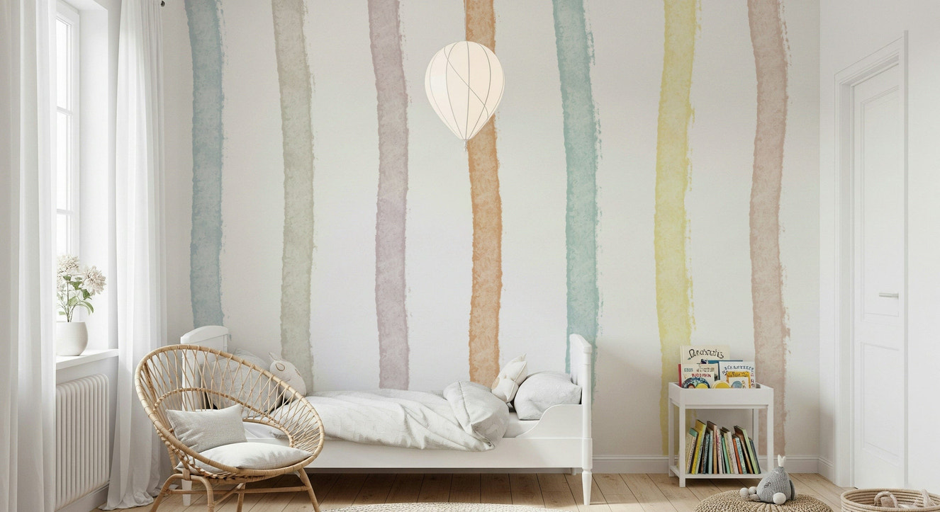 An artistic minimalist form mural for home decor.