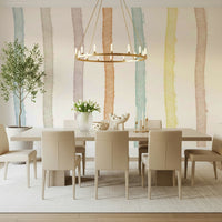 A graceful subtle stroke wall mural in soft, pastel tones.