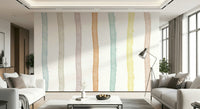 A contemplative gentle watercolor wallpaper mural for a feature wall.