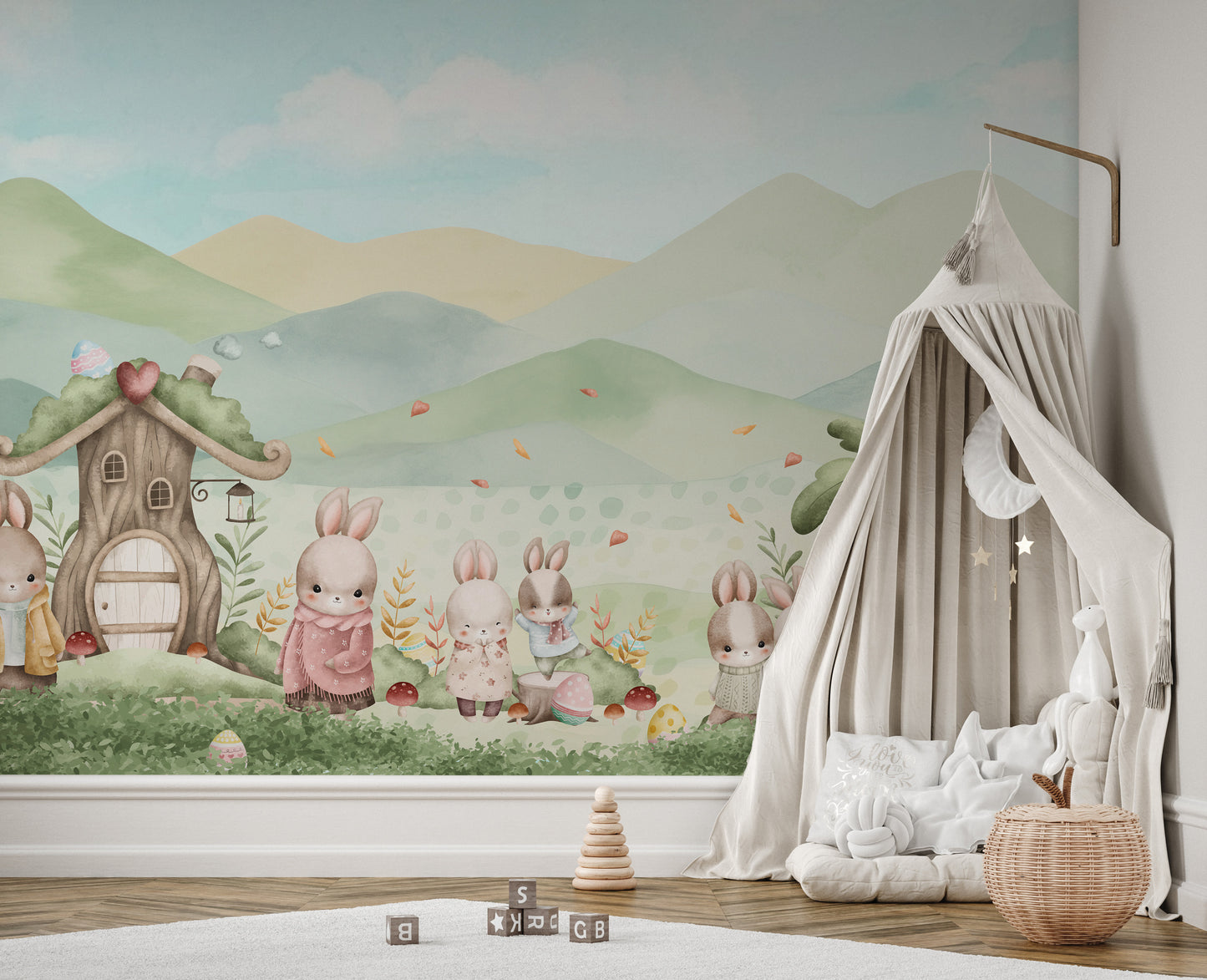 Pastel Bunny Easter Mural Wall Mural
