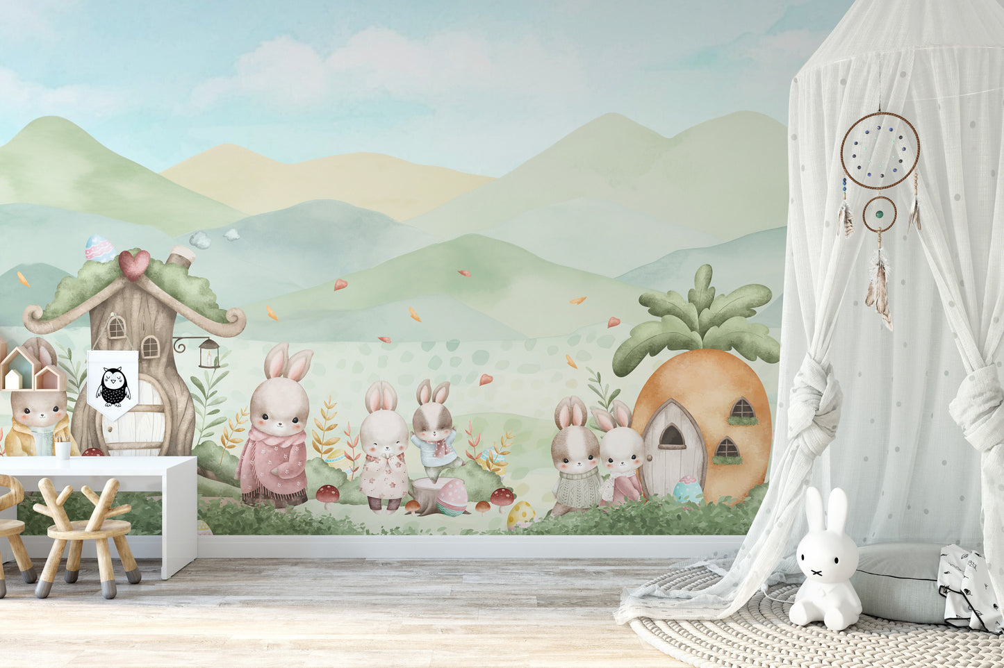 Pastel Bunny Easter Mural Wall Mural
