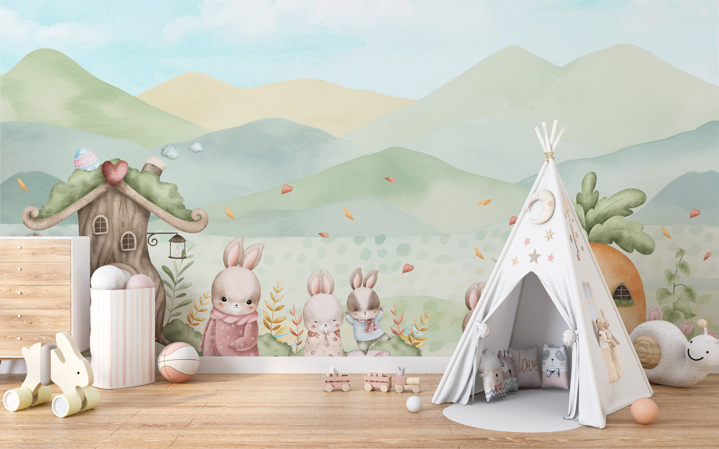 Pastel Bunny Easter Mural Wall Mural