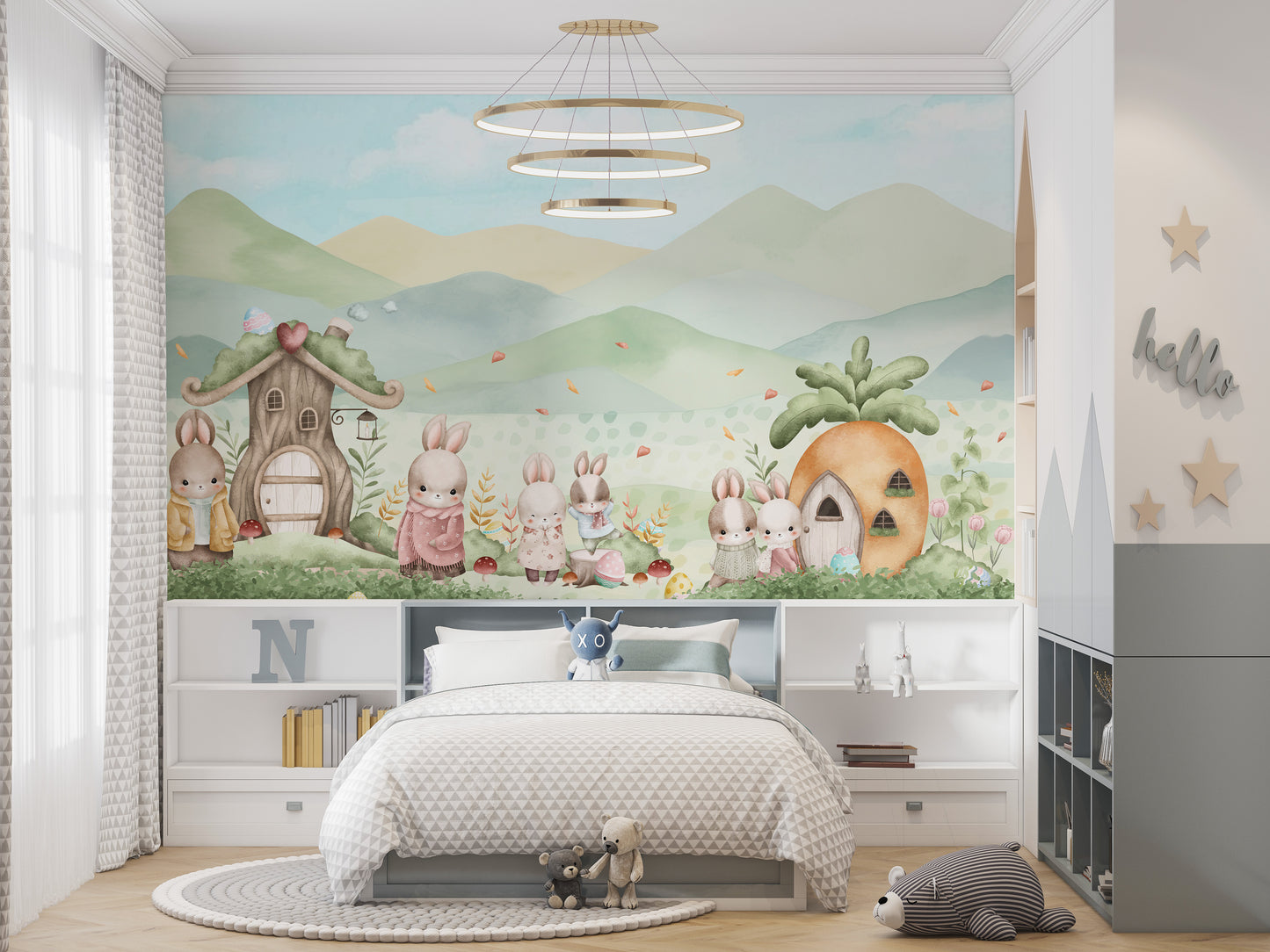 Pastel Bunny Easter Mural Wall Mural