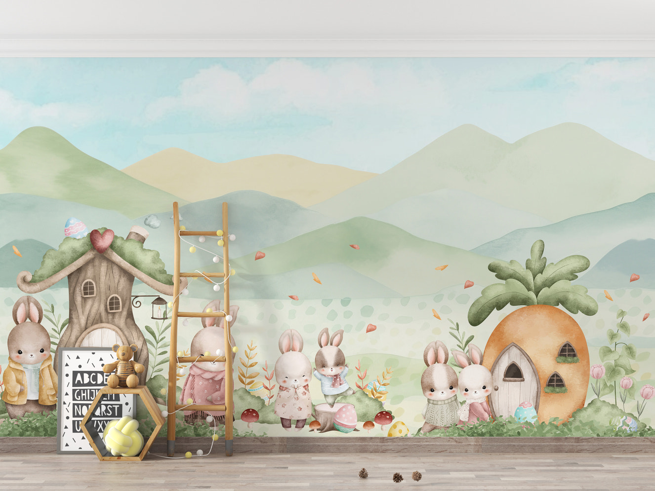 Pastel Bunny Easter Mural Wall Mural