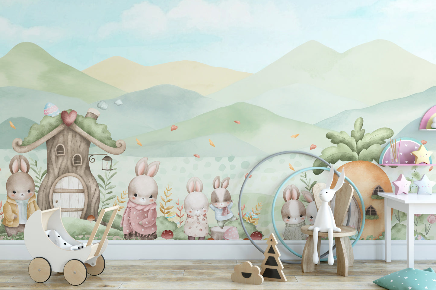 Pastel Bunny Easter Mural Wall Mural