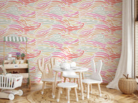Delightful flowing stroke wallpaper, unique multicolored pattern, Candy Pastel Strokes.