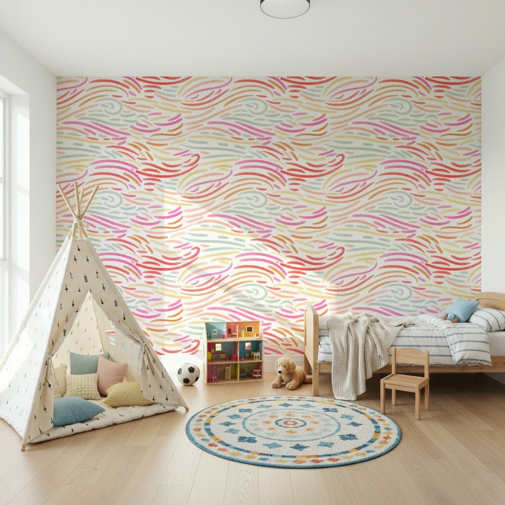 Soft orange yellow smear wall mural, Candy Pastel Strokes, whimsical decorative element.