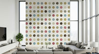 Wall mural depicting scattered pastel dots for a playful, winter-inspired interior.
