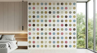 Winter Pastel Dot Delight Wallpaper — abstract dot design in soft blues, pinks, and creams.