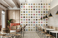 Decorative mural featuring delicate pastel dots in calming winter shades.