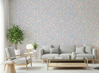 Pastel Floral Serenity wallpaper mural showcasing botanical watercolor art.